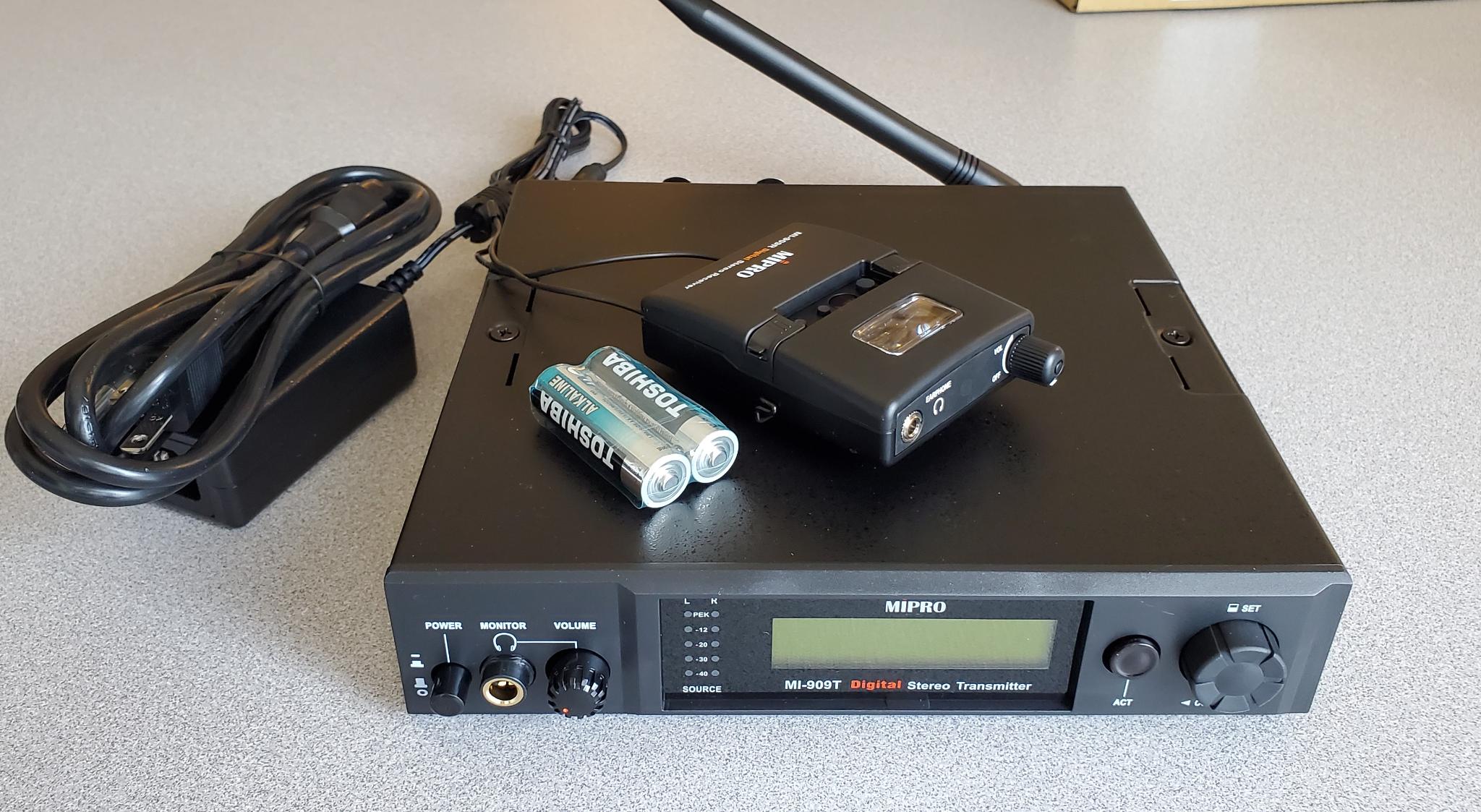 MIPRO MI909 DIGITAL WIRELESS IN-EAR MONITOR SYSTEM Mipro MI909 System. Comes with Transmitter, Belt Pack, Antenna & Power Supply. (No Back to front Antenna or rack mount parts) $749