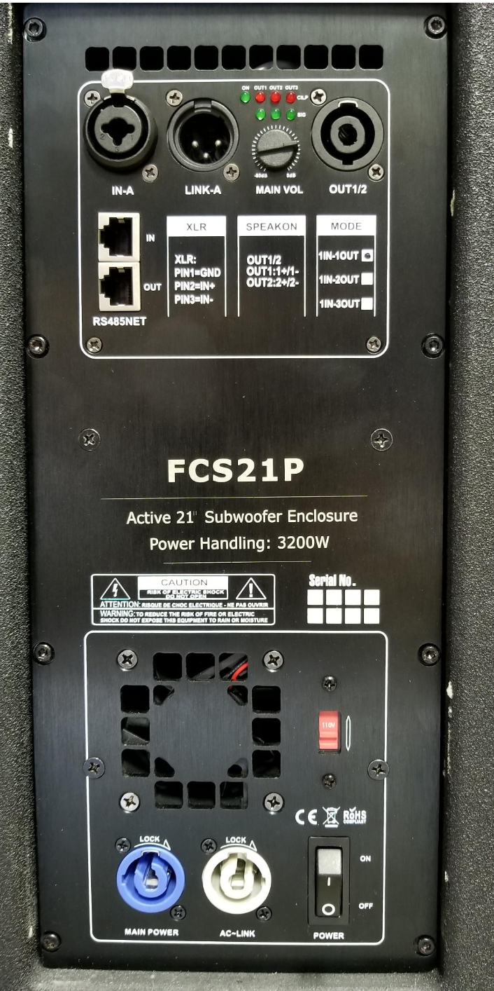 FCS21H 21" Active Sub Amplifier Plate