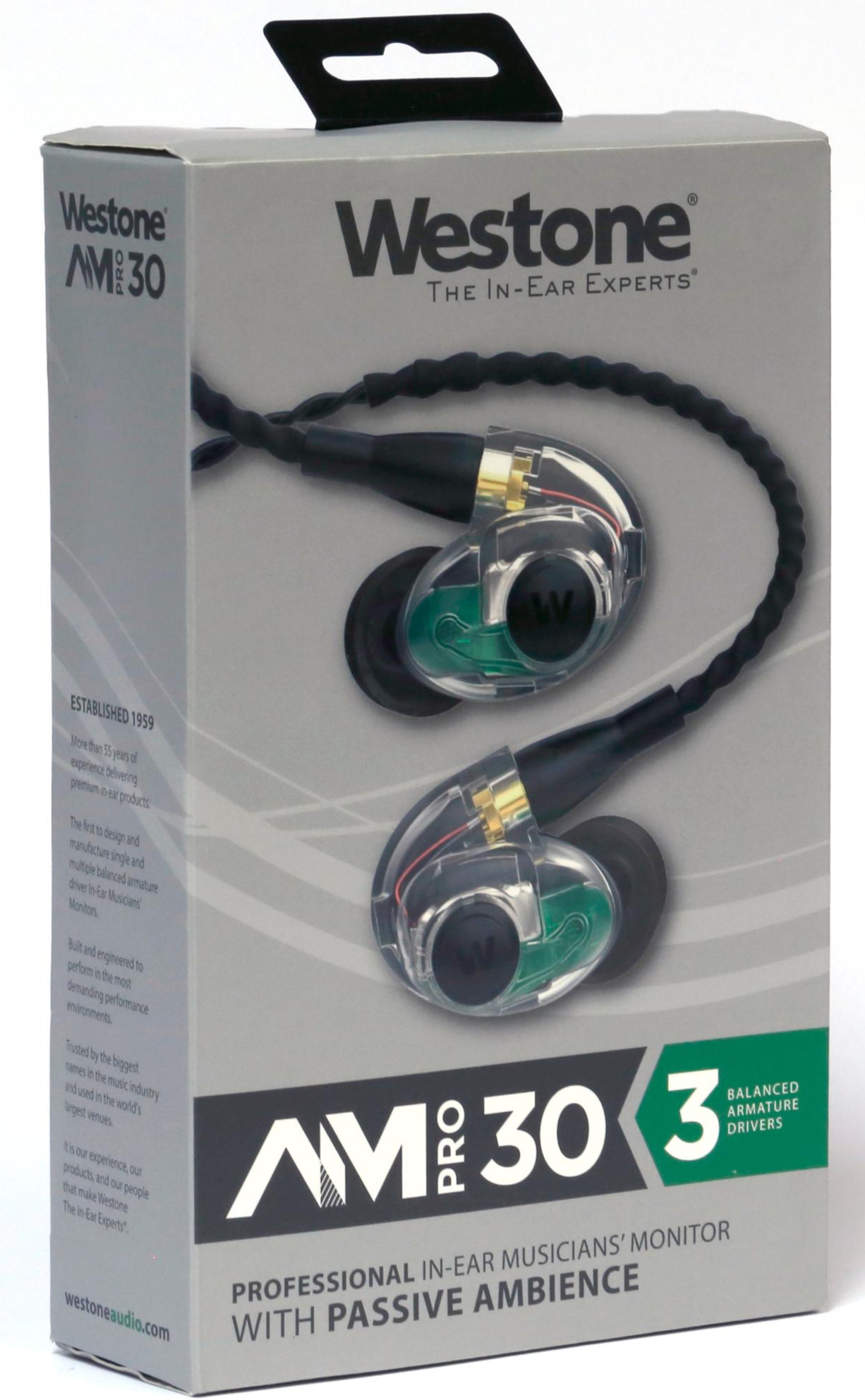 The AM Pro Universal Ambient-Port In-Ear Monitors are designed for professional stage-monitoring applications and feature Westone's exclusive SLED technology, which incorporates an ambient port that allows performers to hear and feel the energy and input from the audience, fellow performers, and their stage surroundings. 