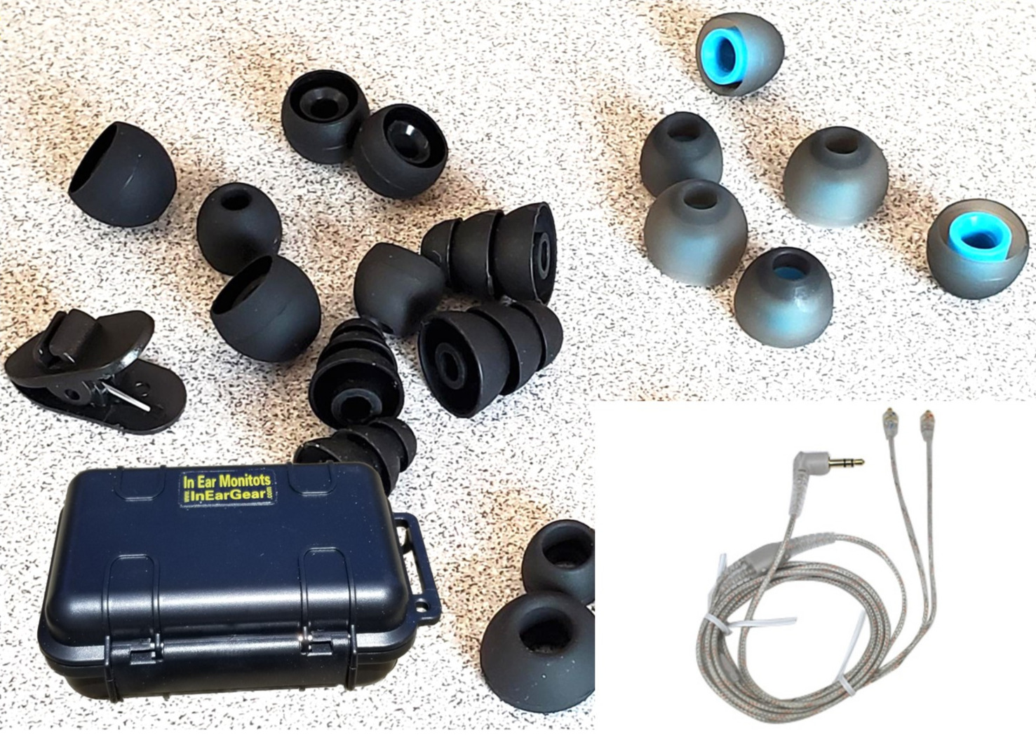 Shure, Westone, Feq City Sound, FCS, Future Sonics replacement tips, earhone cases and casble