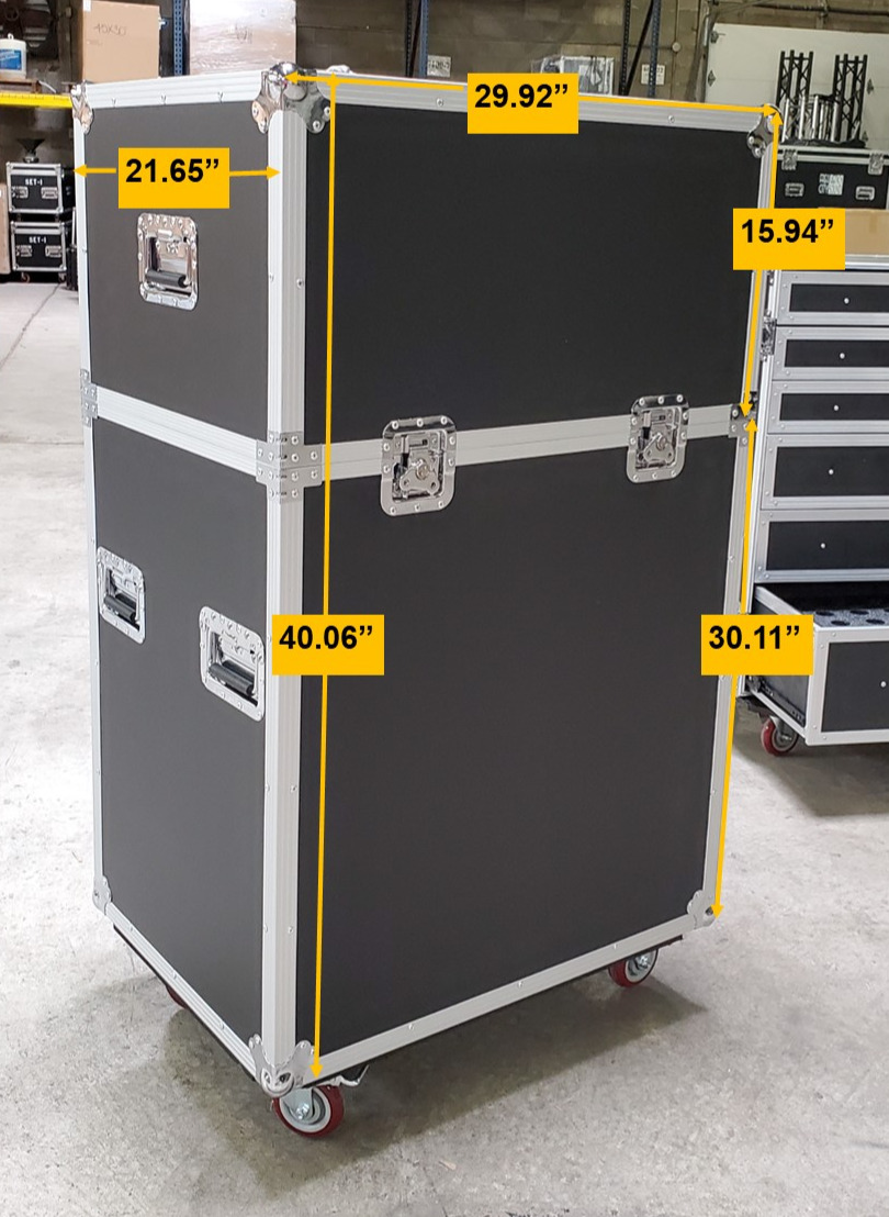 24 Slot Upright Microphone Stand Road Case Truck Pack $599 Mic Stand Case exterior measurements