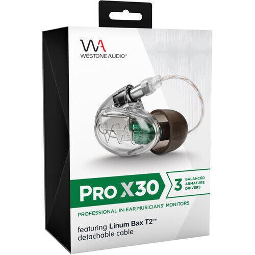 Westone PRO X30 Stock at Freq City Sound $399.99 The Pro X30 features three proprietary balanced-armature drivers and a three-way passive crossover, with each driver designed to reproduce a specific part of the frequency range: lows, mids and highs. The Pro X30 was developed specifically to increase sonic detail and clarity, as the soundstage features powerful lows, articulate mids and crystal- clear highs that produce a performance, power and output perfect for any stage or venue.