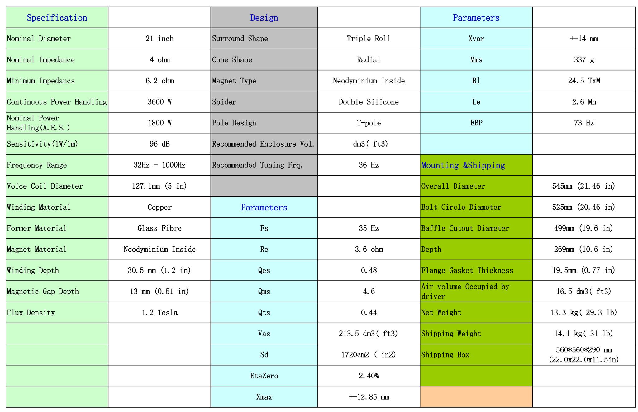 FCS21H 21" Active Sub Speaker Specs